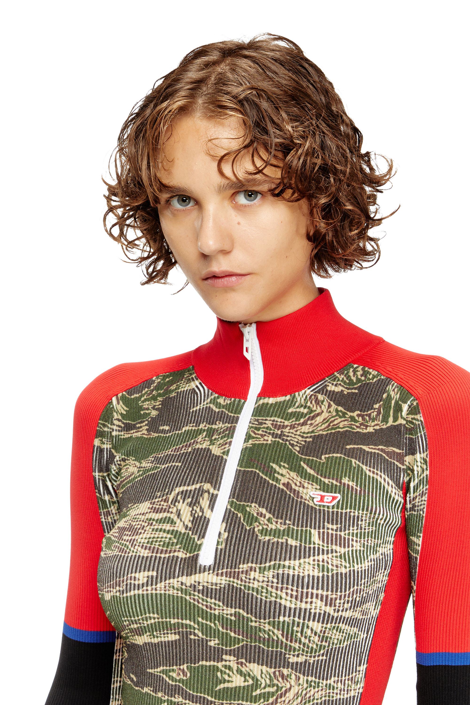 M-CAMOK, Green/Red Diesel - M-CAMOK, Woman's Camo mini dress in ribbed viscose in Green/Red - 5