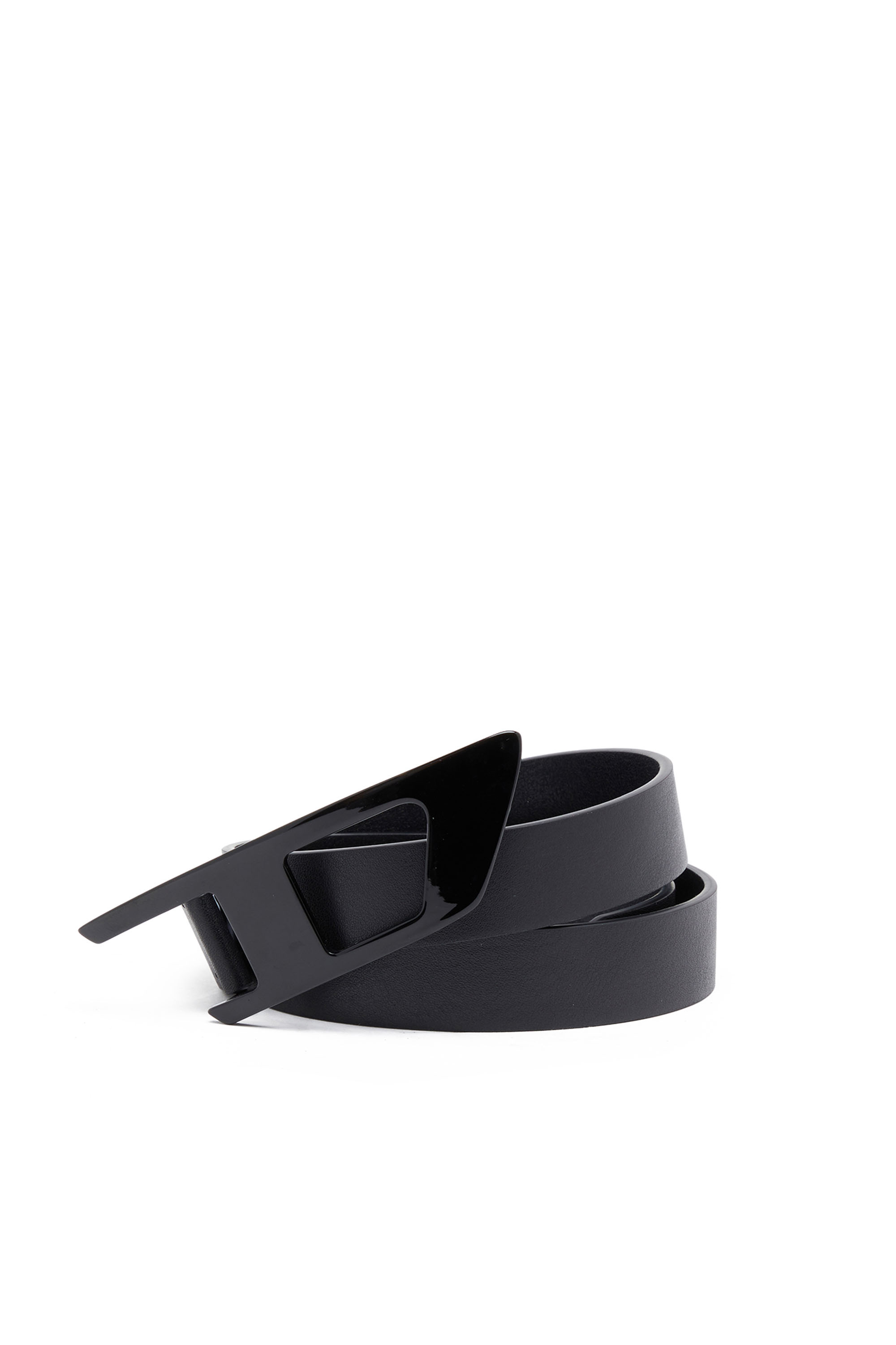 Diesel - B-DLOGO II, Man Slim leather belt with D buckle in Black - Image 4