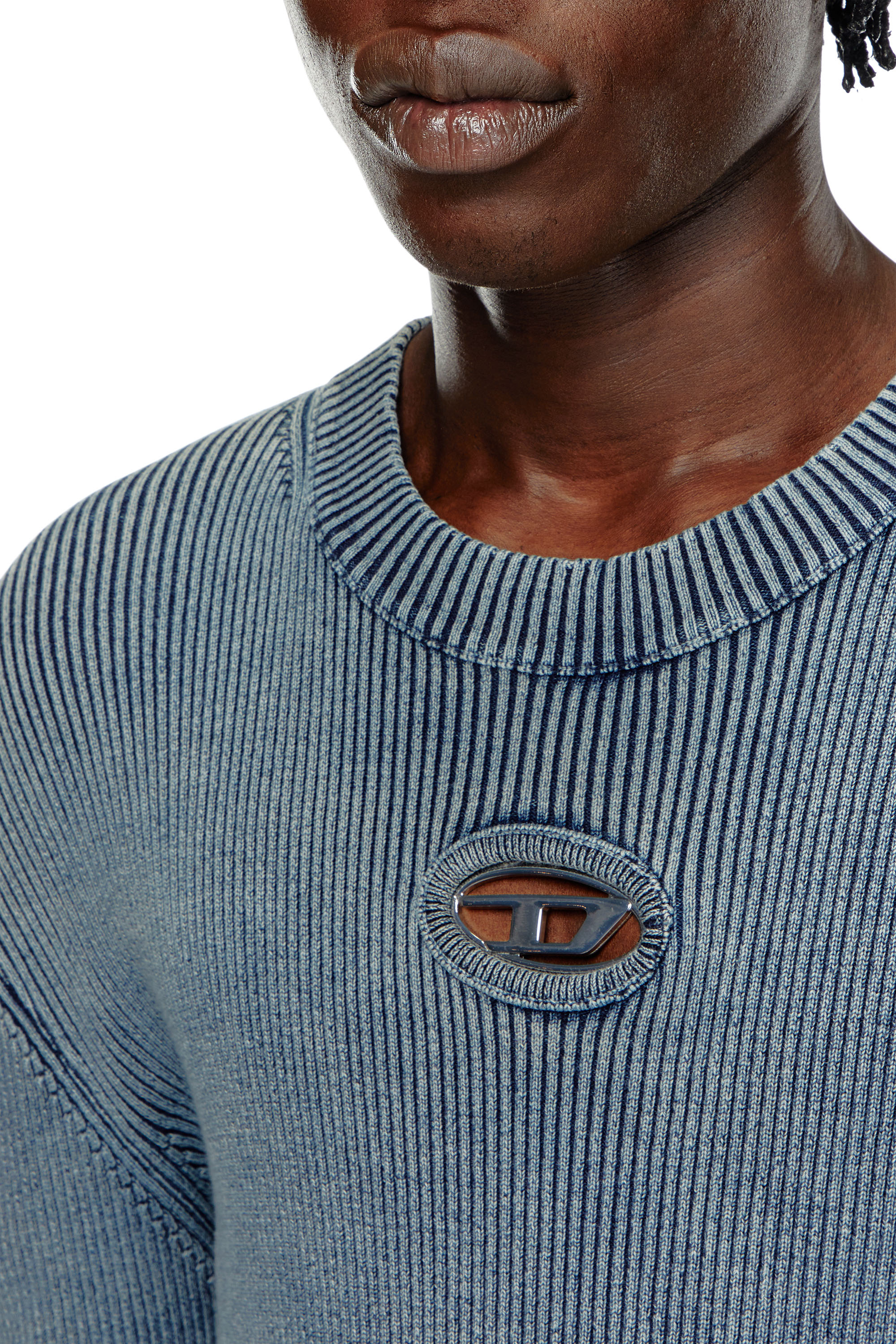 K-DARIN-A, Blue Diesel - K-DARIN-A, Man's Cut-out jumper with Oval D in Blue - 5