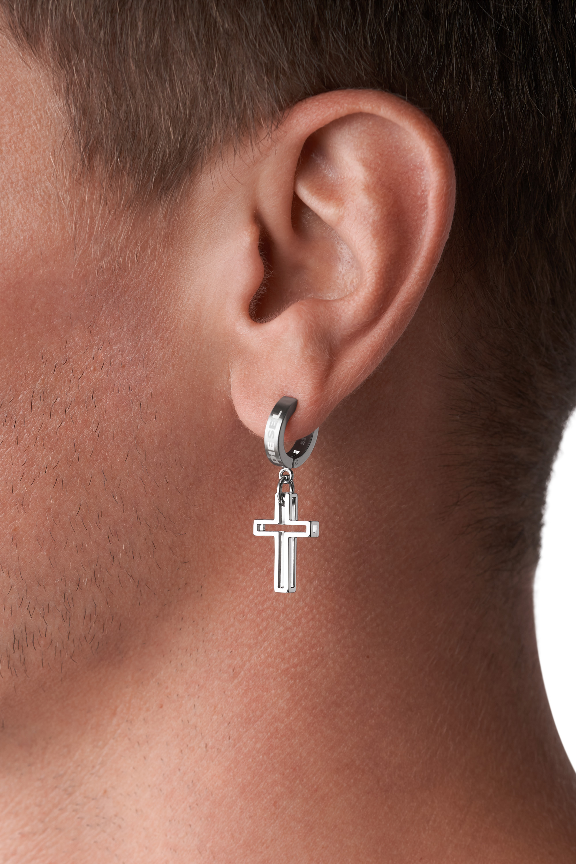 Diesel - DX1333, Unisex's Stainless Steel single hoop earring in Silver - 3