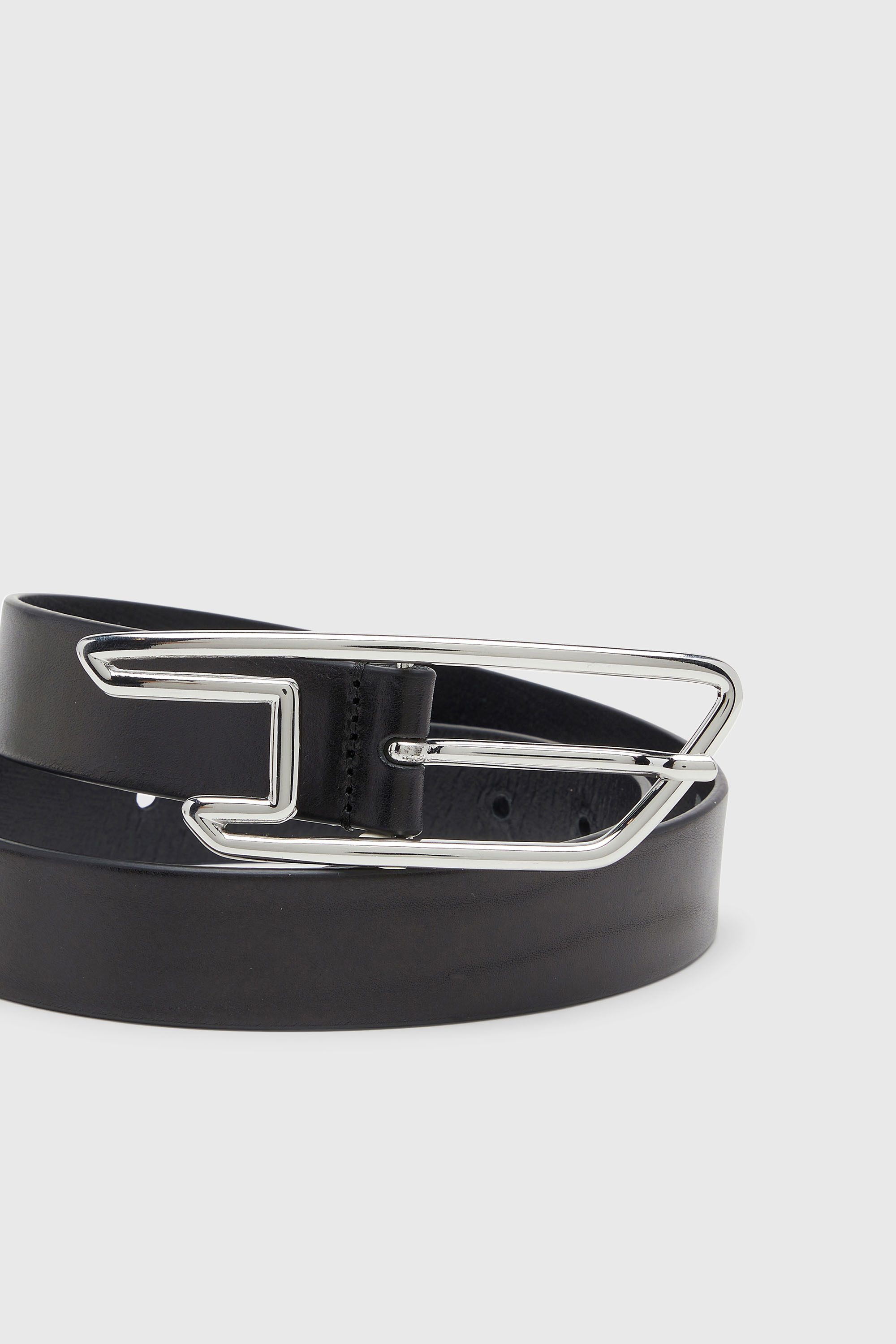 Diesel - B-D LINE W 30, Woman's 3cm belt in pull-up leather in Black - 3