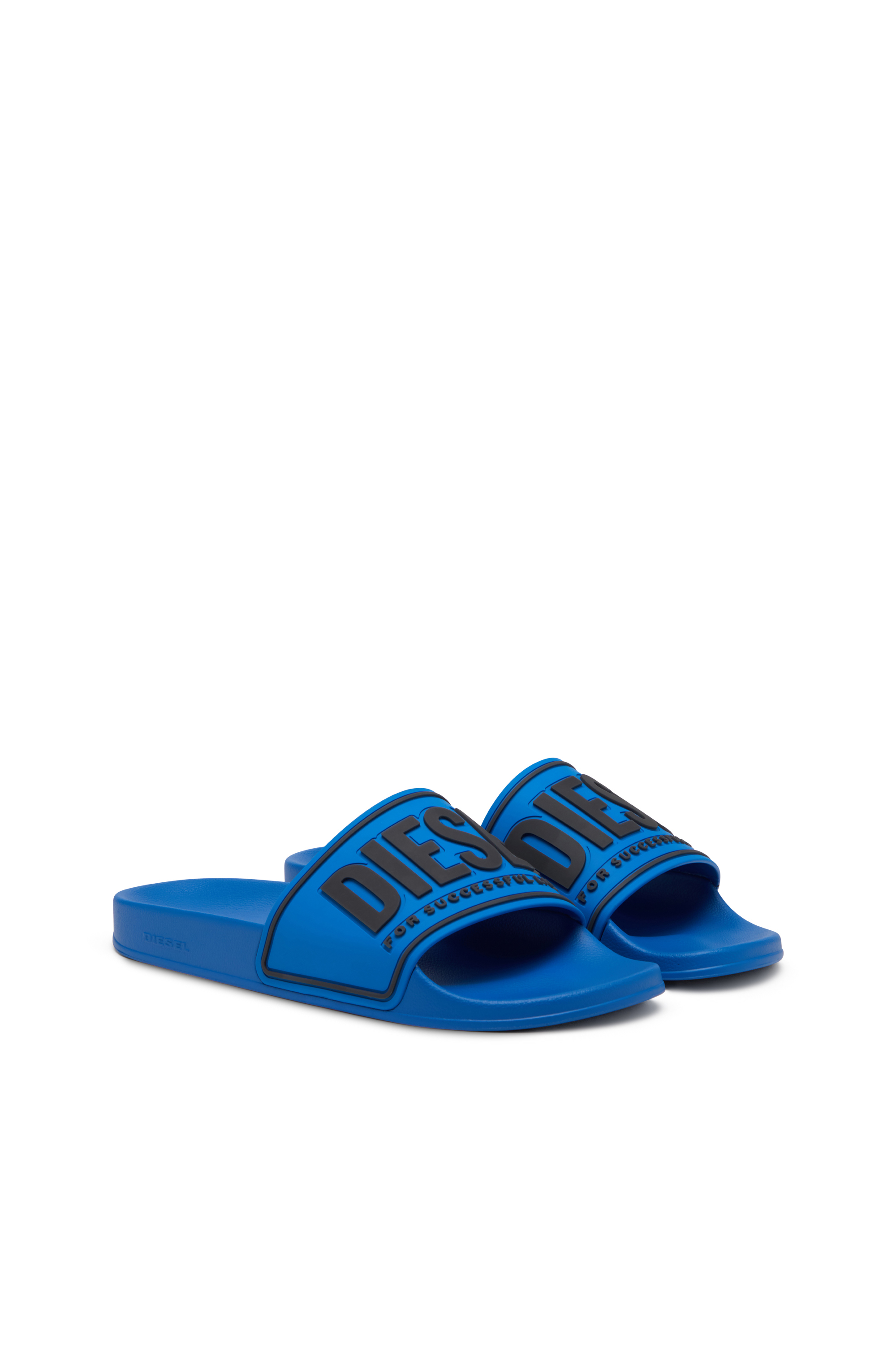 Diesel - SA-MAYEMI CC, Man's Sa-Mayemi-Pool slides with 3D logo in Blue/Black - 2