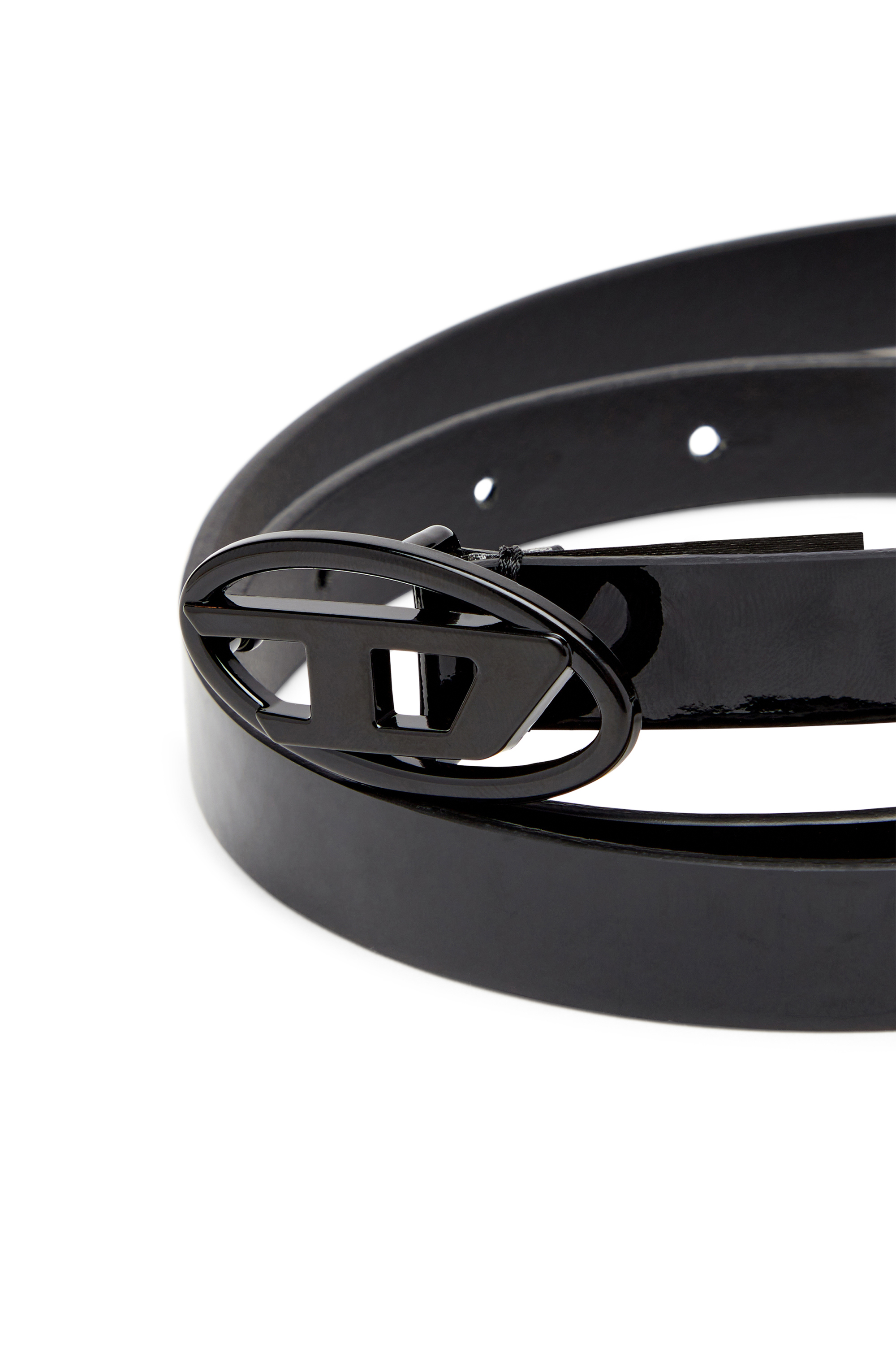 B-PLAY 15, Black Diesel - B-PLAY 15, Woman's 1.5cm slim belt in glossy leather in Black - 3