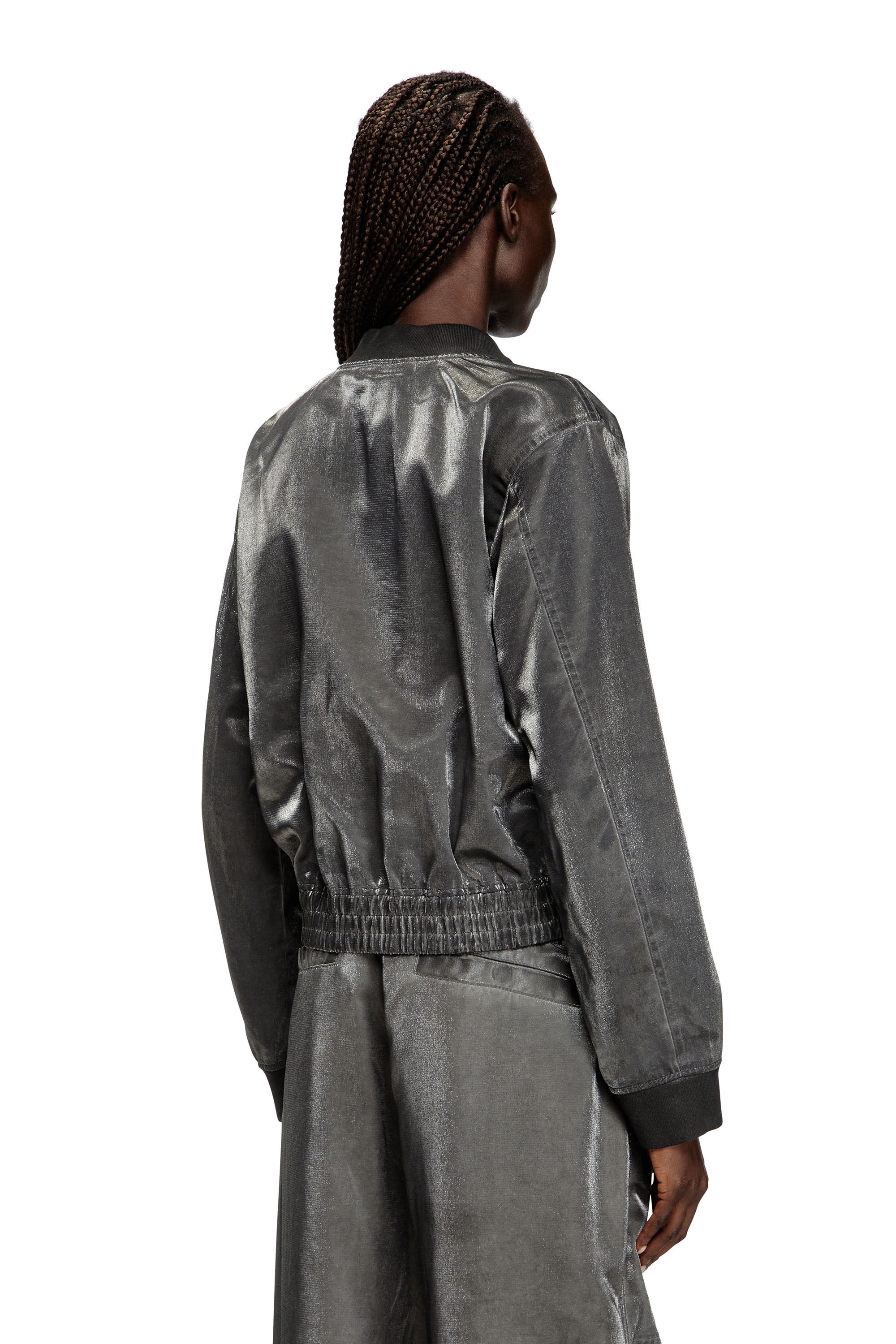 Diesel - G-HOST, Woman's Satin bomber jacket in Dark grey - 4