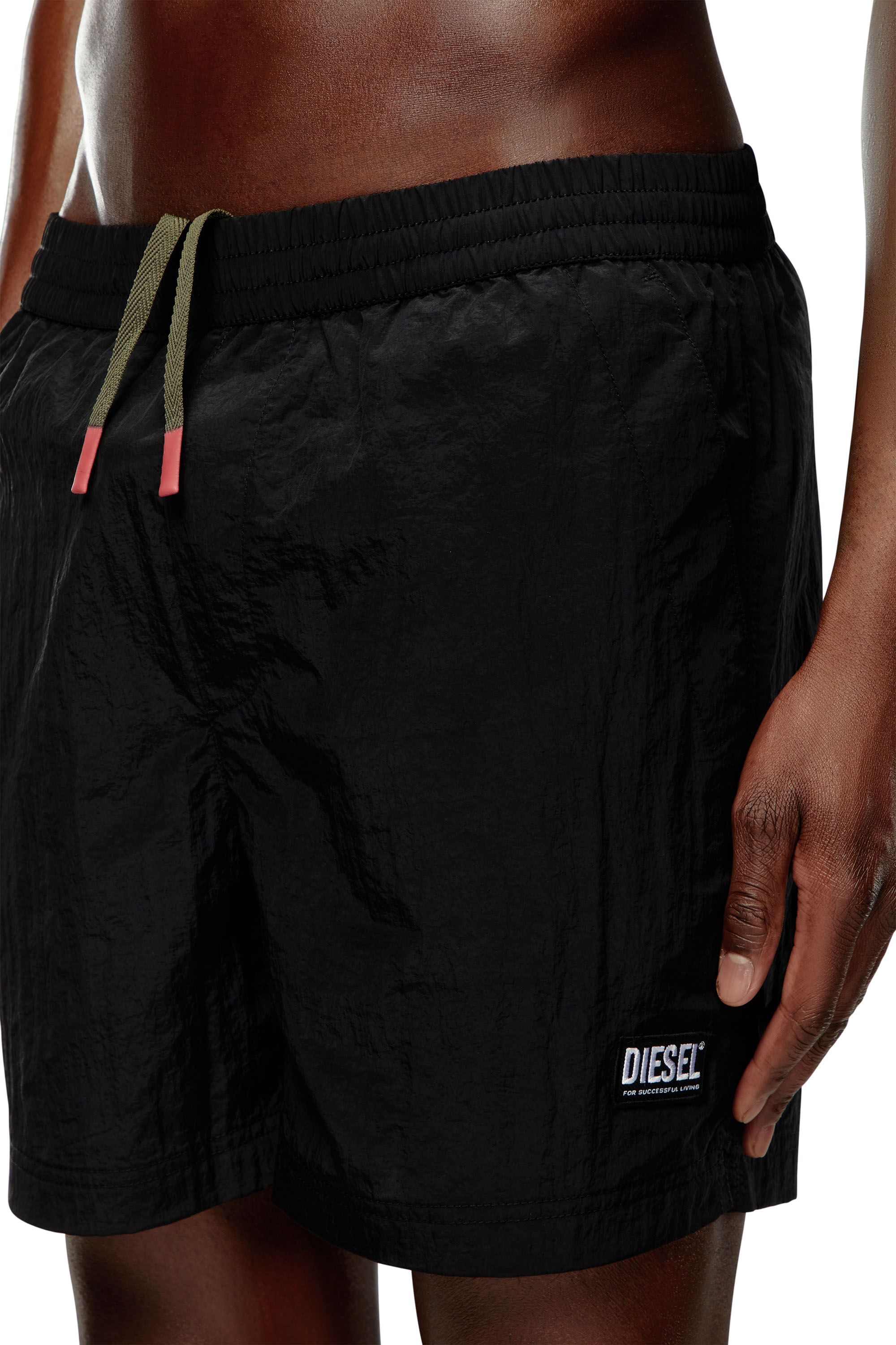 Diesel - BMBX-RIO-41CM-PARACHUTE, Man Board shorts in crinkled fabric in Black - Image 5
