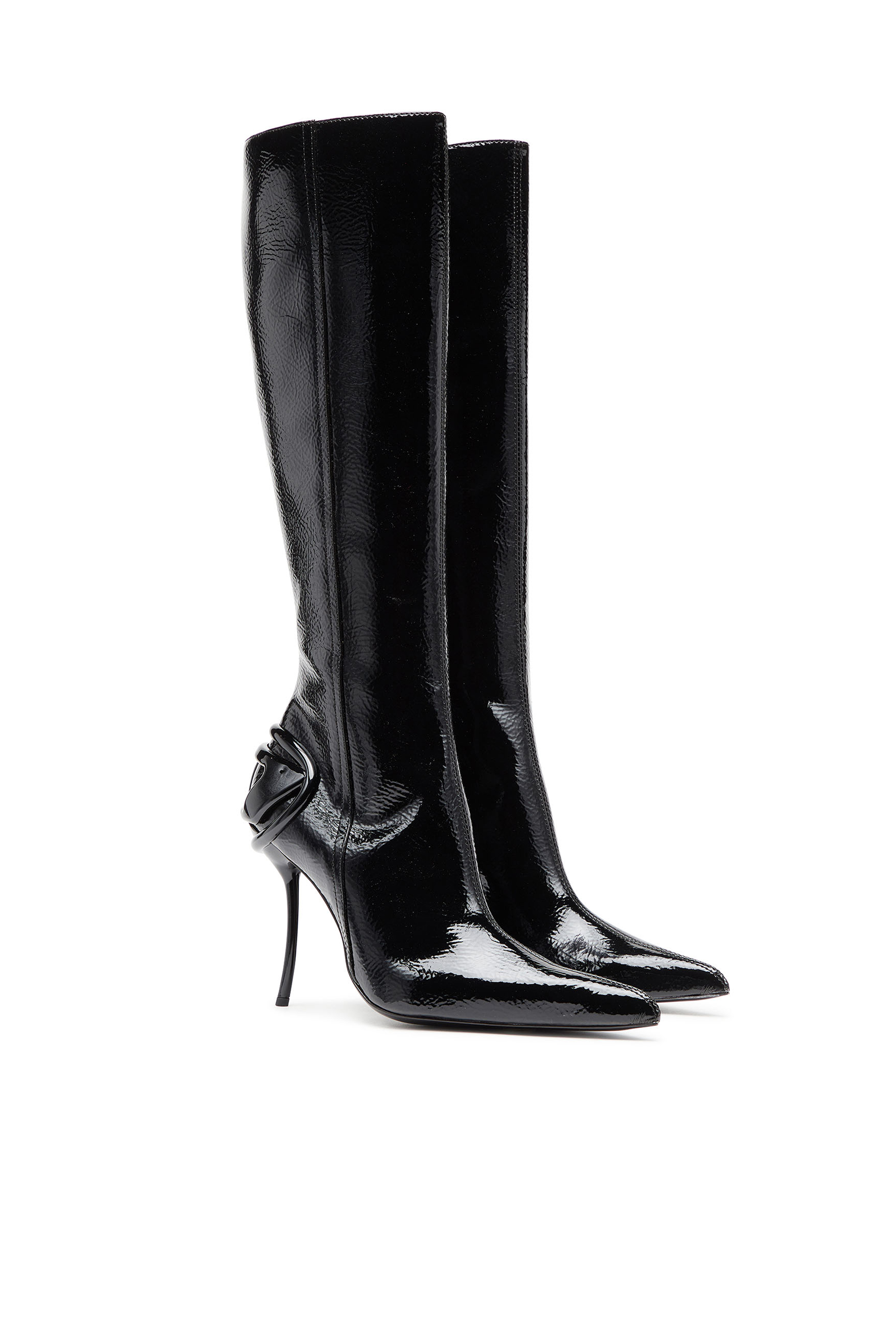 D-TEN&HALF HB, Black Diesel - D-TEN&HALF HB, Woman's D-Ten&Half-Glossy knee-high boots with curved heel in Black - 2