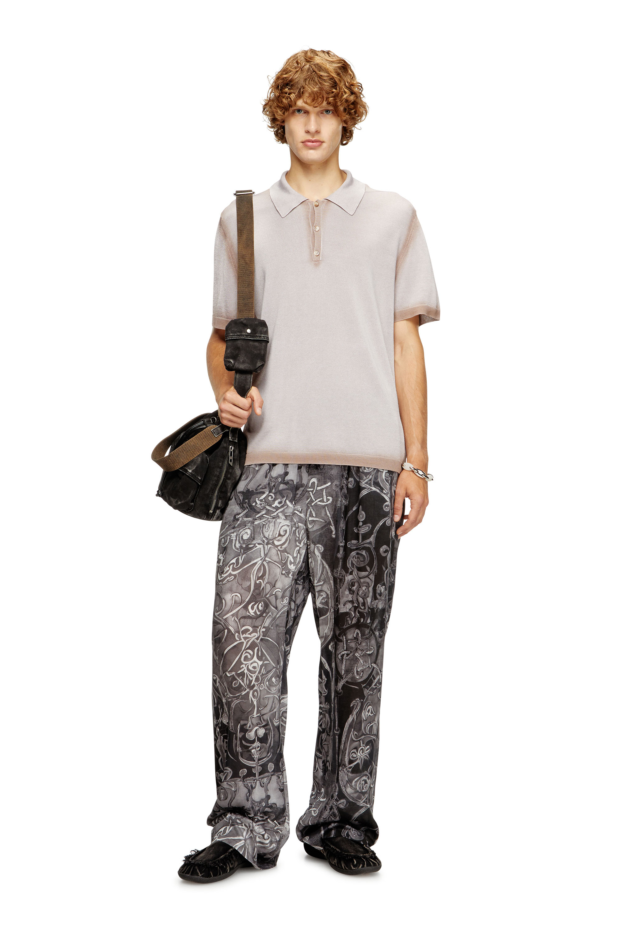 Diesel - K-VIRTO, Man's Dégradé knitted polo shirt in Beige - 4