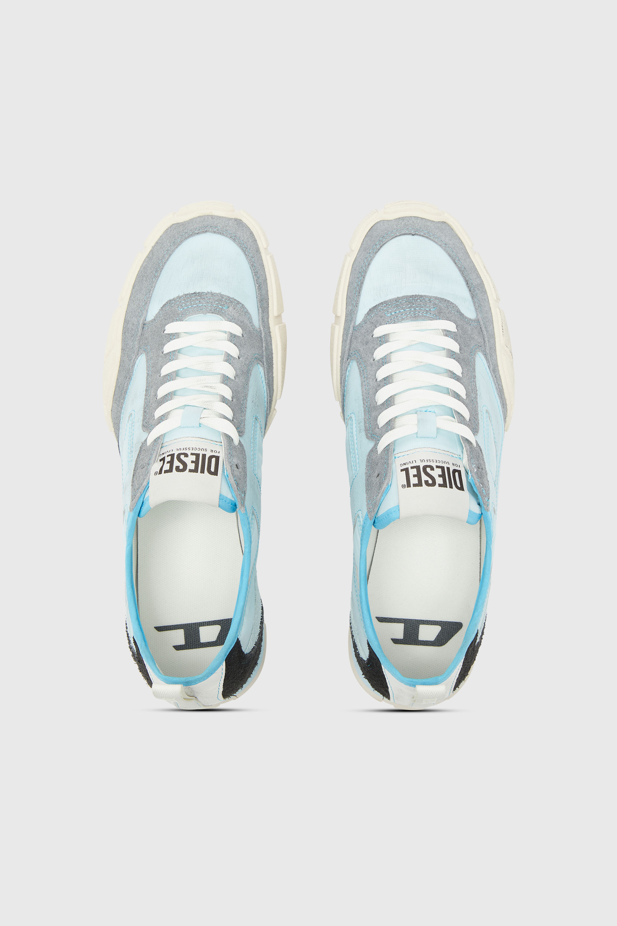 Diesel - S-PAGODHA LOW, Man's S-Pagodha - Sneakers in leather and nylon in Light Blue - 4