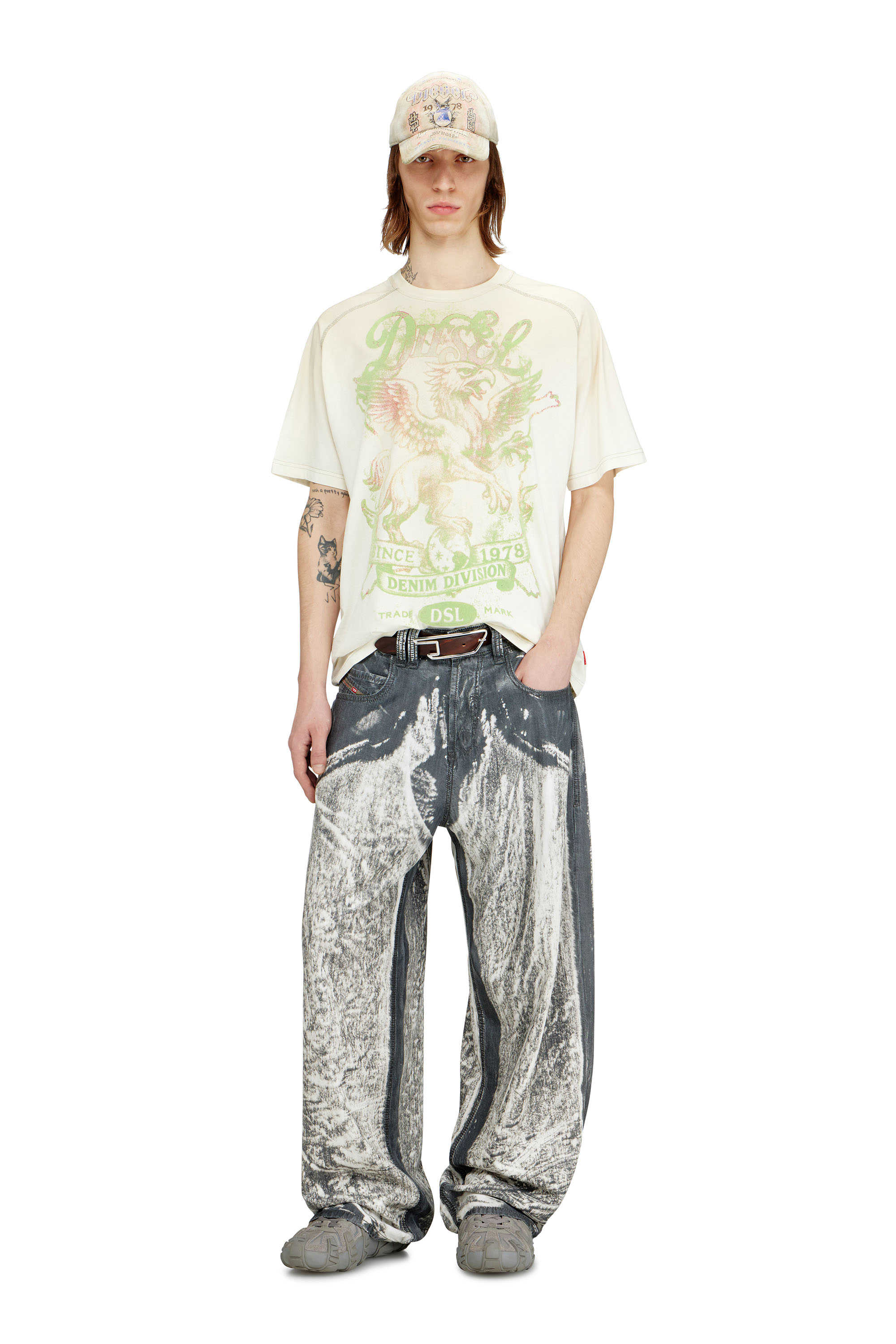 Diesel - T-GRIFFO, Man's T-shirt with griffin print in Green/White - 2