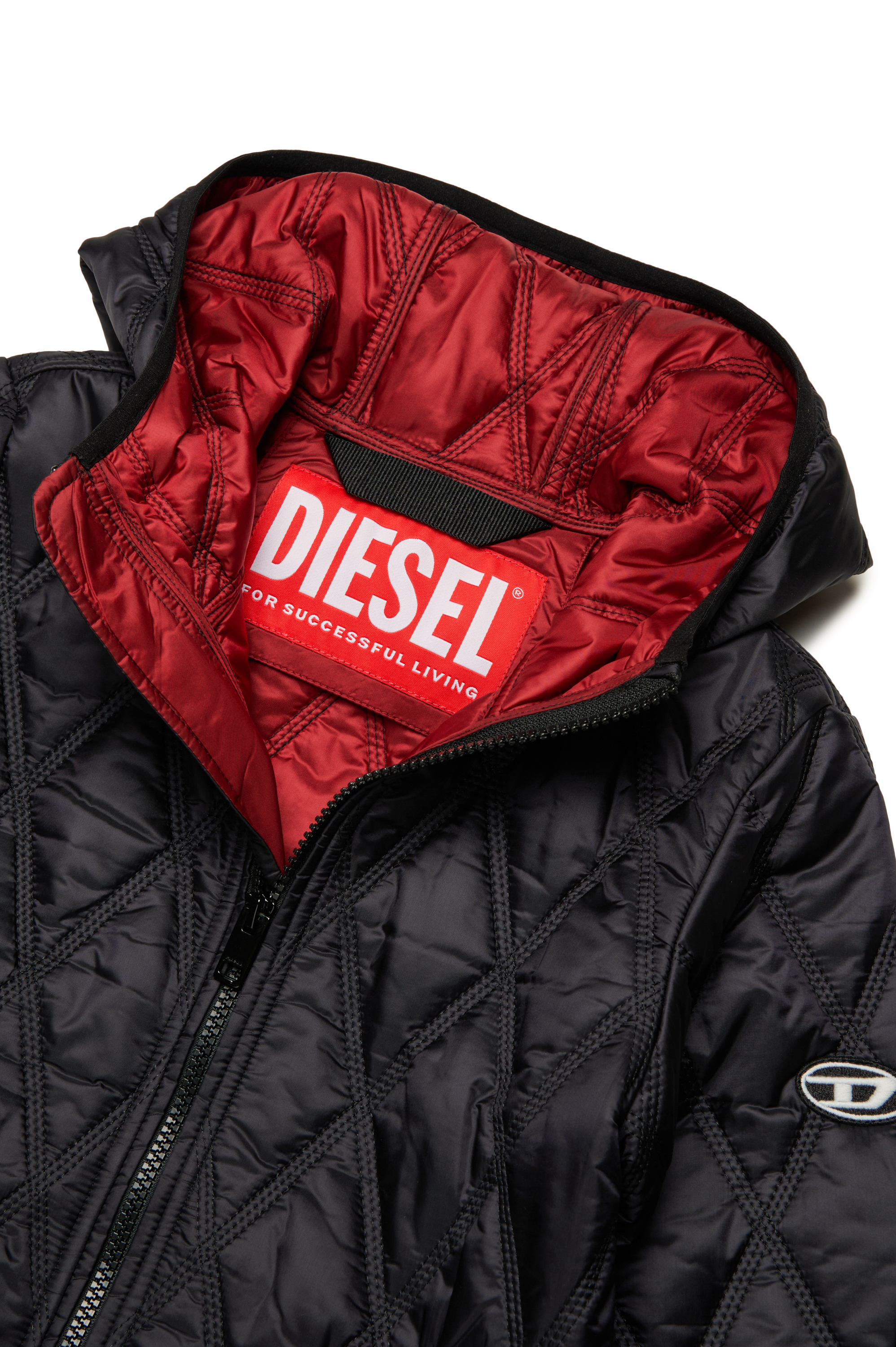 Diesel - JFOKKER, Unisex Hooded quilted nylon jacket in Black - Image 3