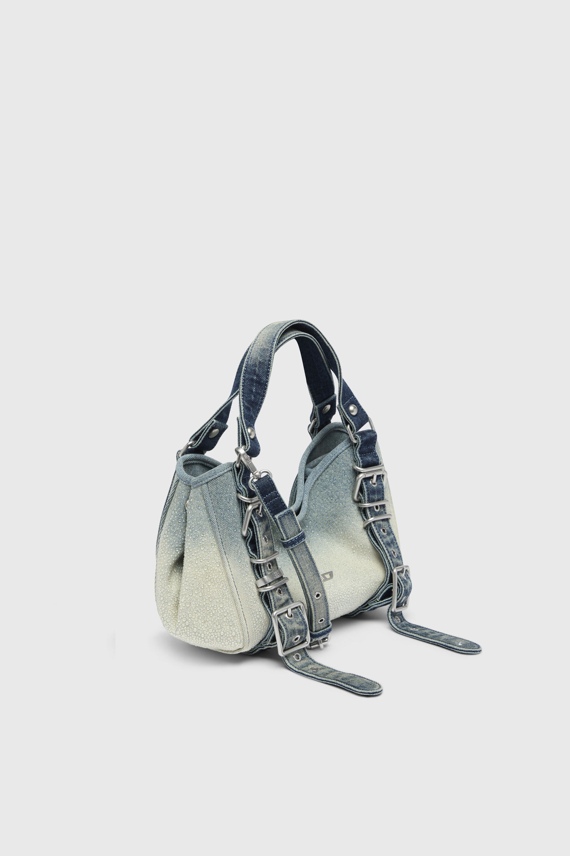 Diesel - D-ONE TOPHANDLE S, Woman's D-One-Small top-handle bag in crystal solarised denim in Blue - 5