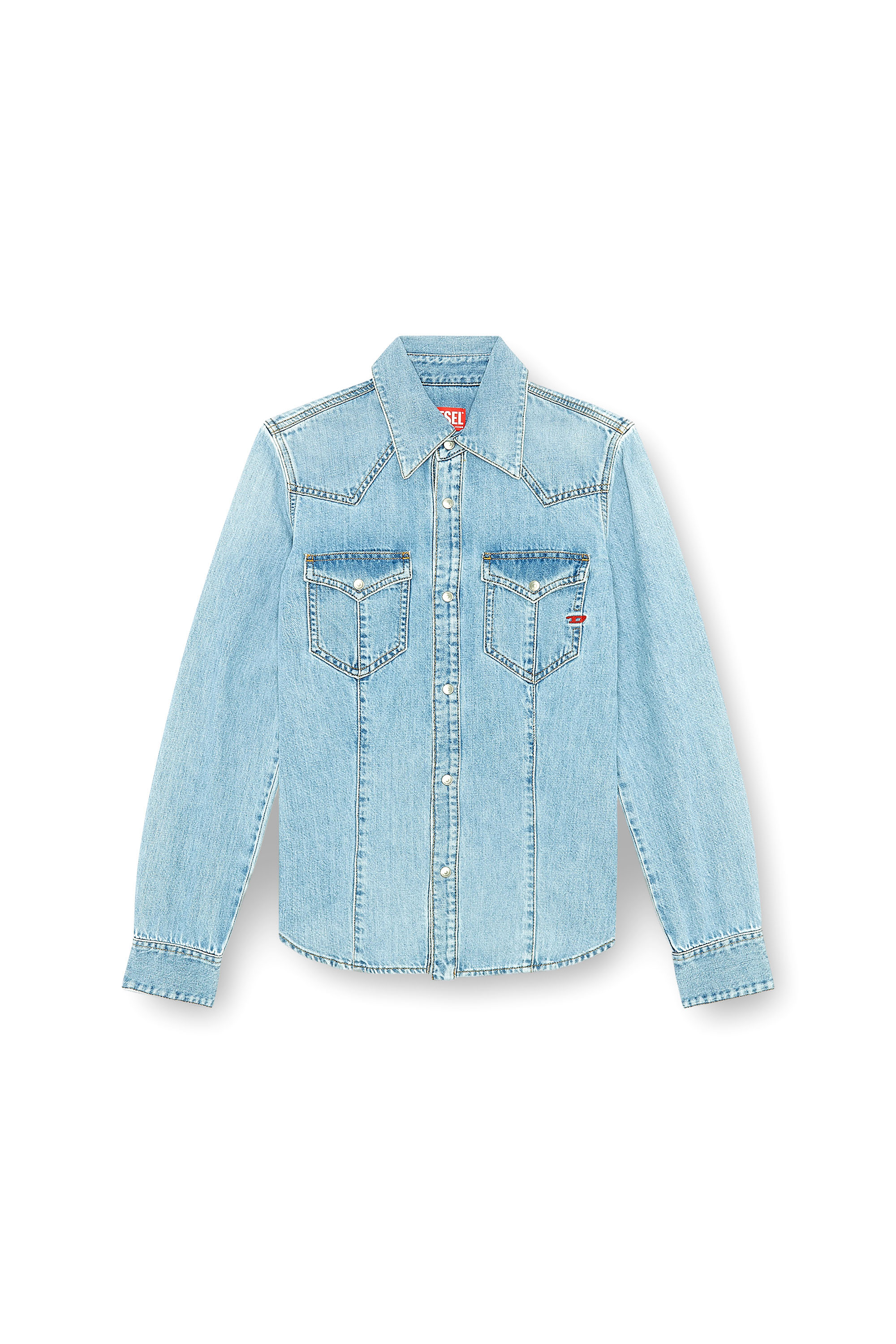 Diesel - DE-WAVES, Woman's Western shirt in denim in Light Blue - 2