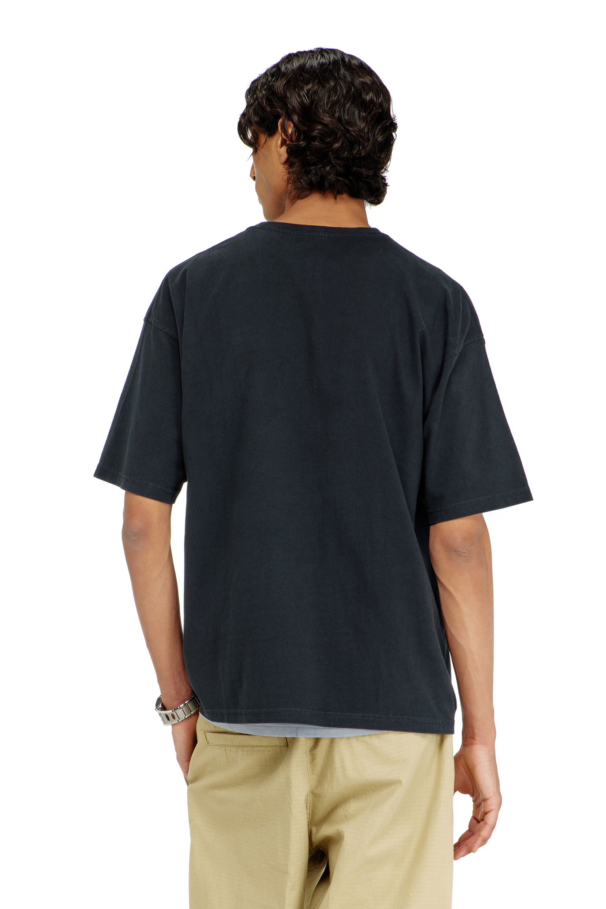 Diesel - T-BOXT-N14, Man's T-shirt with distressed flocked logo in Black - 4