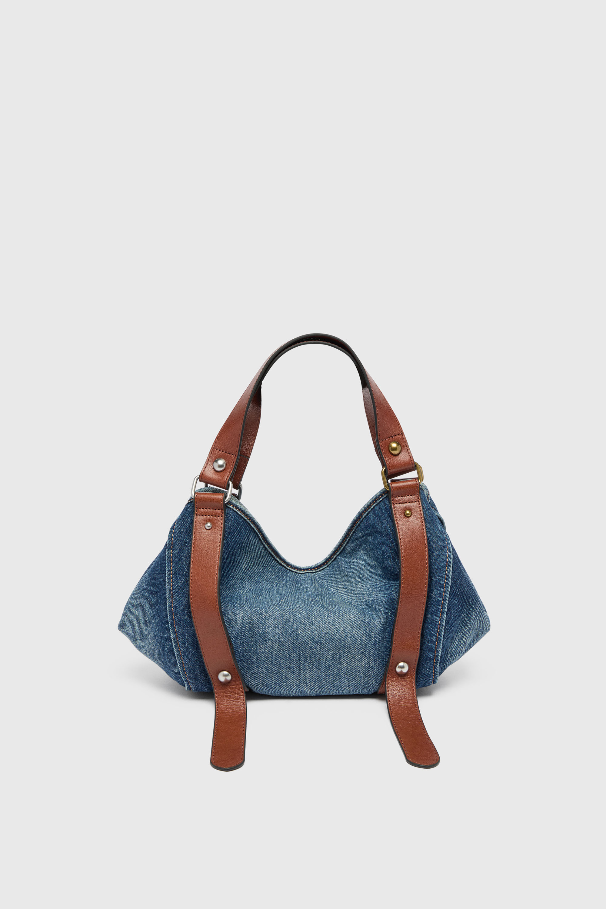 Diesel - D-ONE TOPHANDLE S, Woman's D-One-Small top-handle bag in denim and leather in Blue - 2