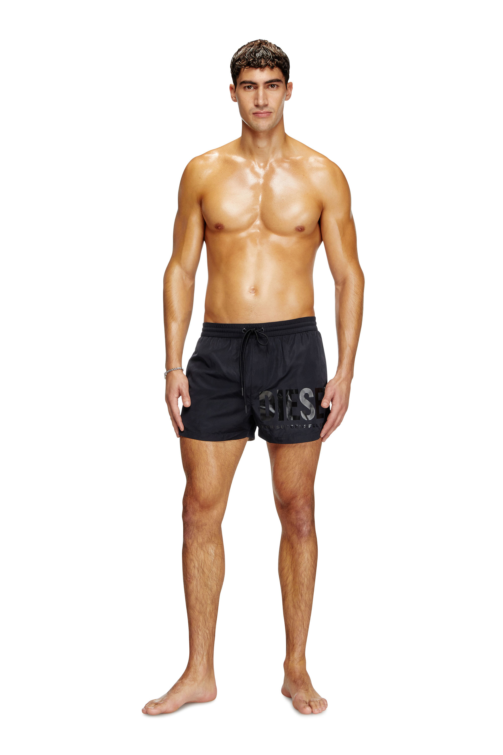 Diesel - MARIO-34-D-CORE, Man's Swim shorts with logo print in Black - 2