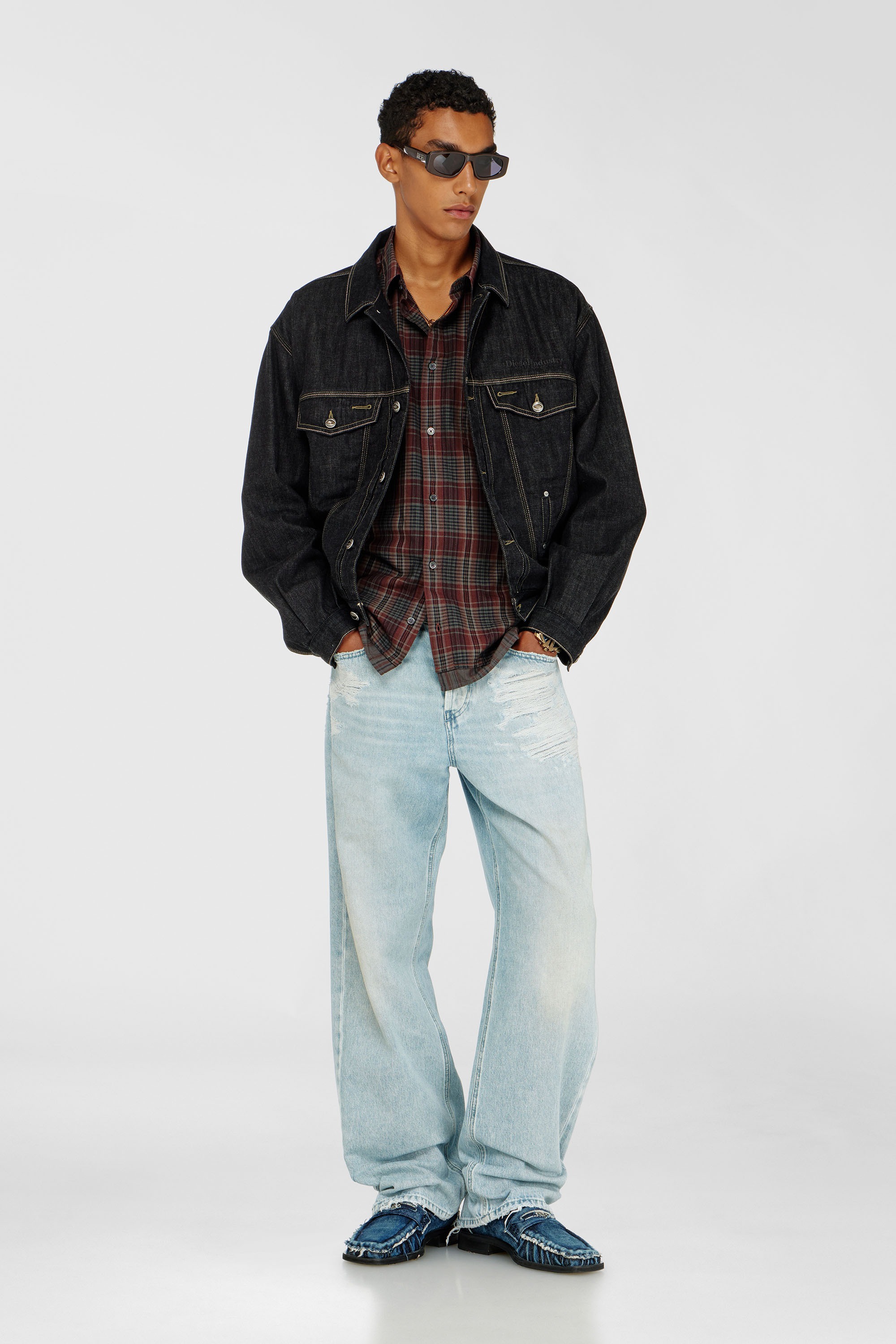 Shirt in metallic check flannel